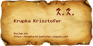 Krupka Krisztofer névjegykártya